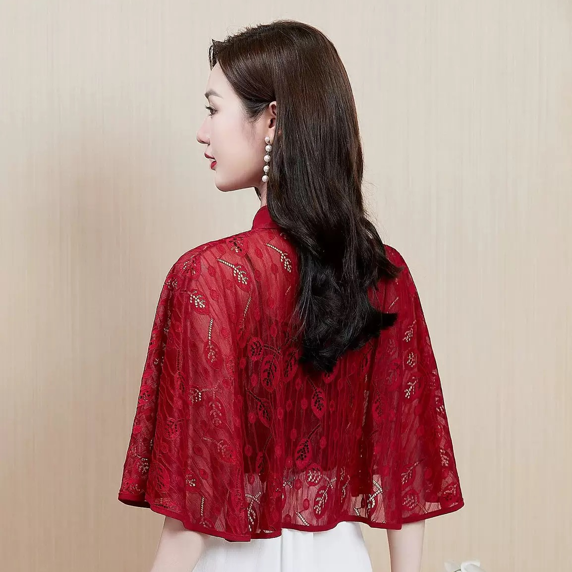 杭城故事金典百搭蕾丝提花斗篷披肩