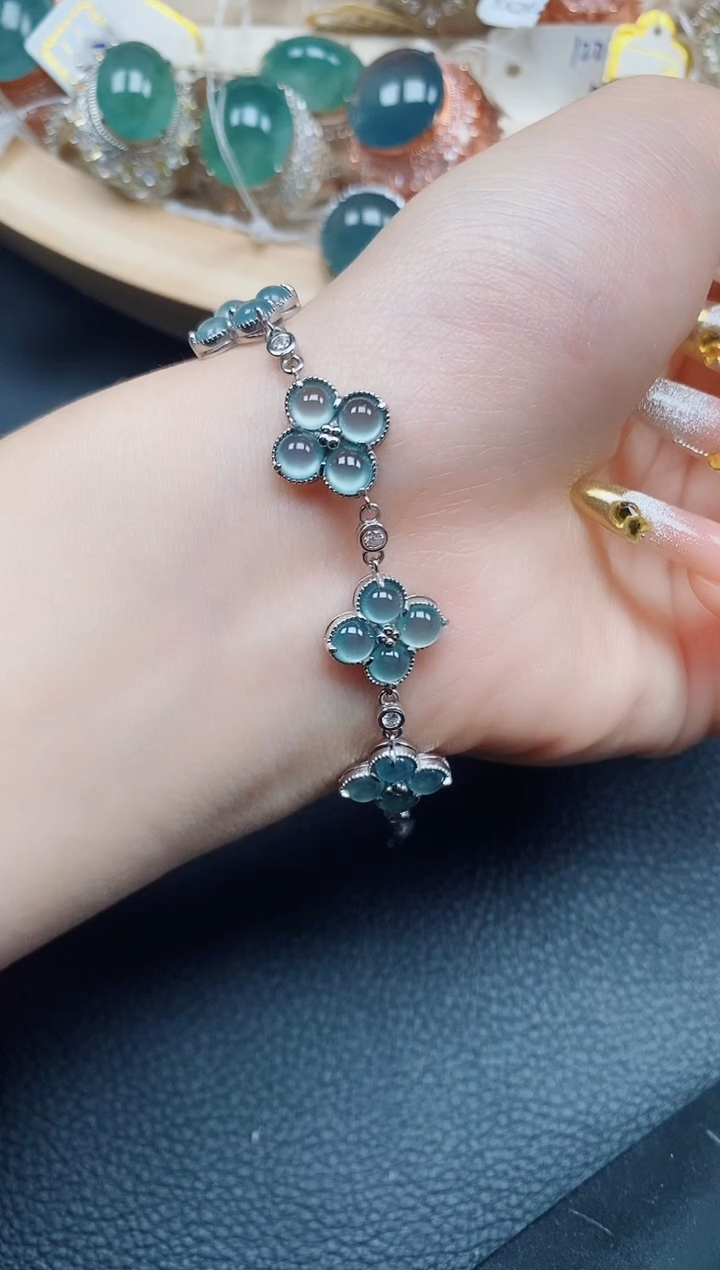 【闪购商品】翡翠手链银S925镶嵌翡翠