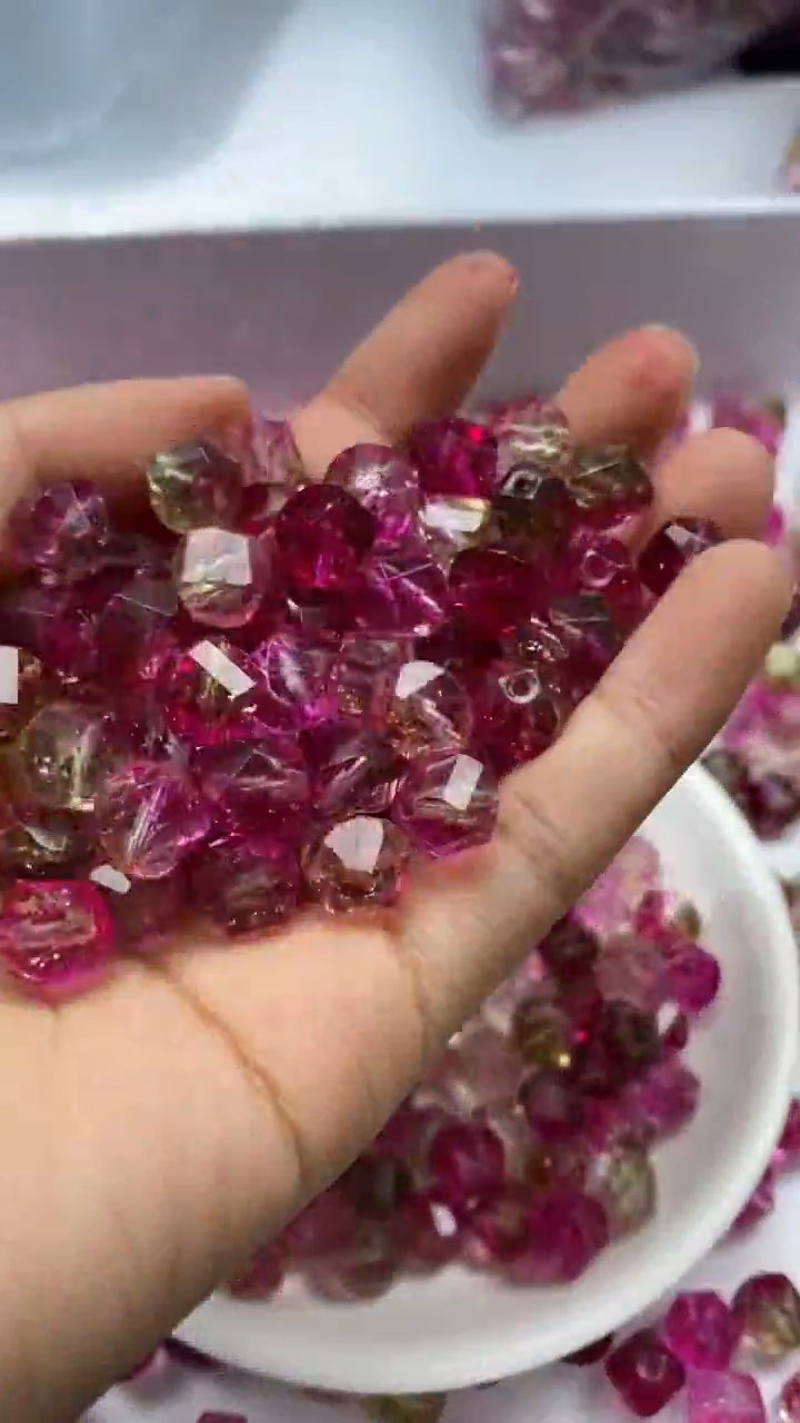 颈饰未镶嵌水晶W1848-西瓜碧玺扭珠10mm*8颗