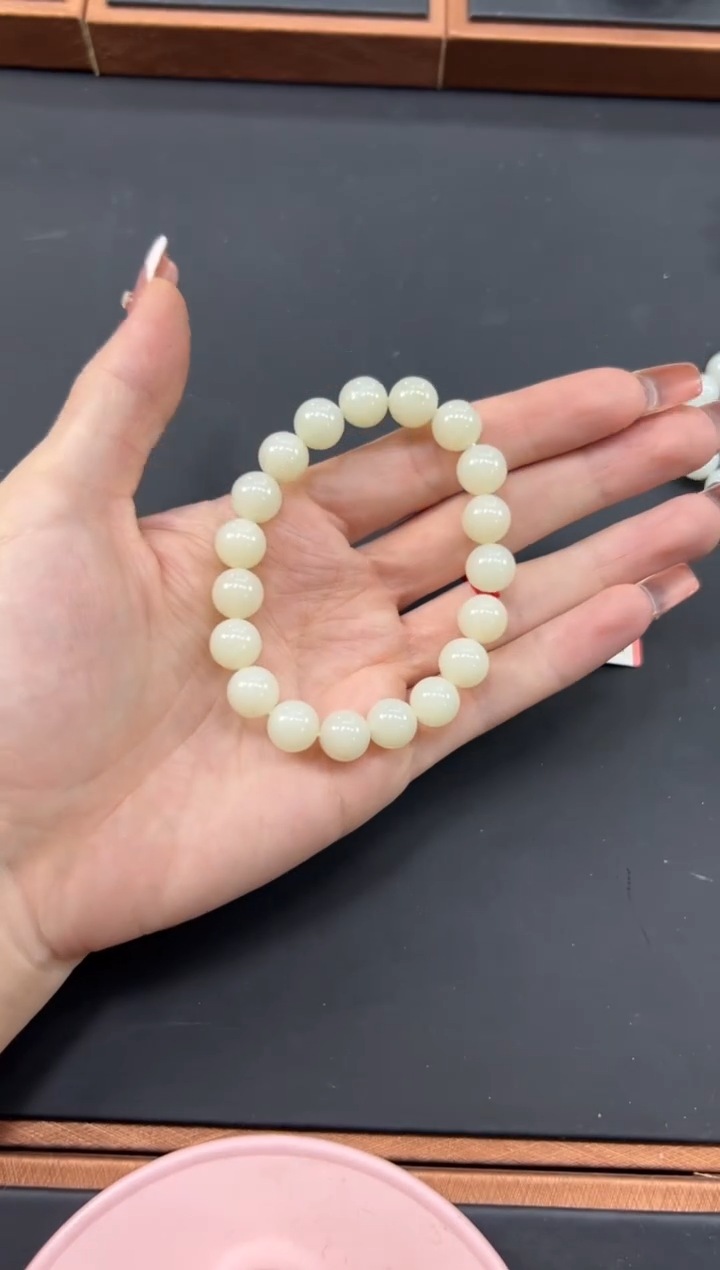 【闪购商品】和田玉手串未镶嵌且末微色差米达卡10手串L