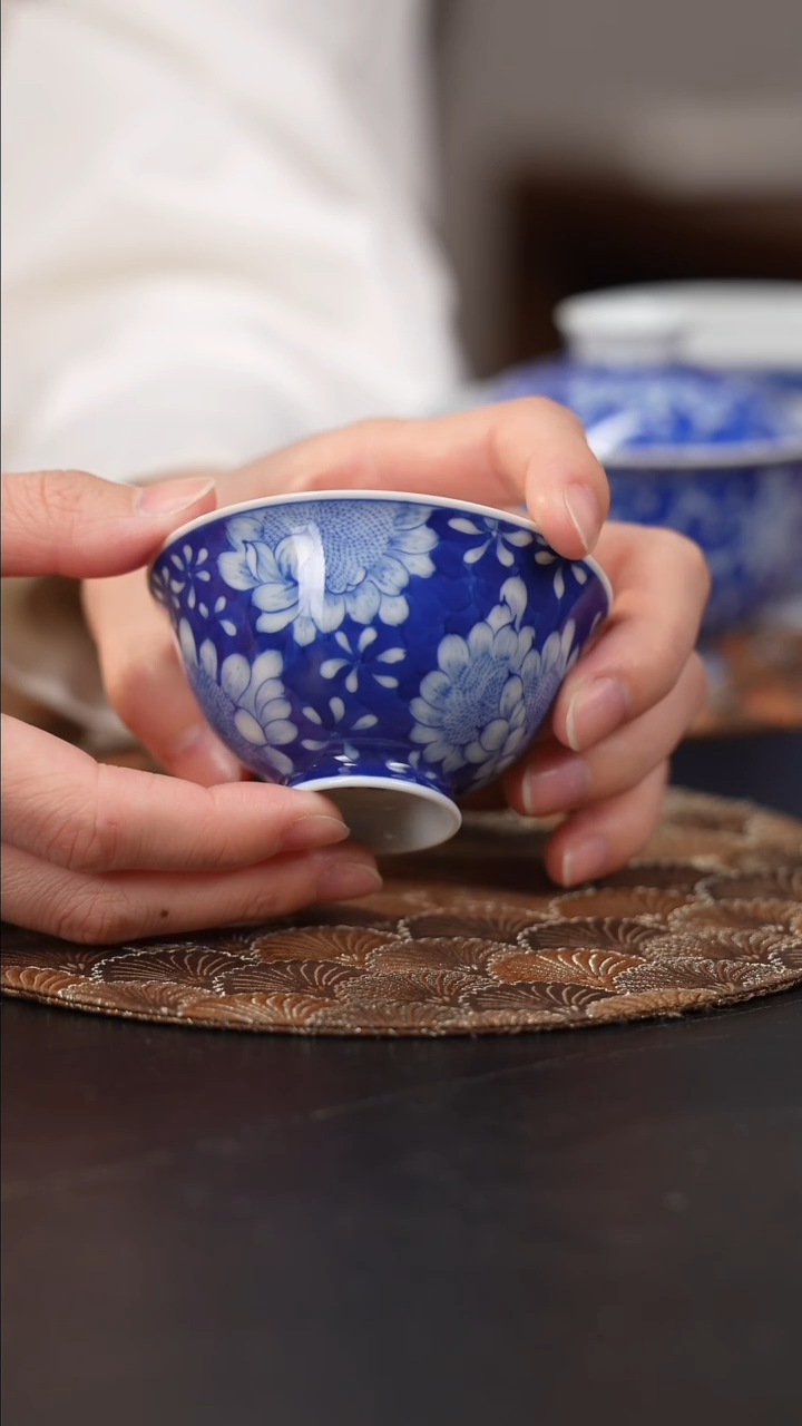 【闪购商品】杯看山柴窑青花向日葵