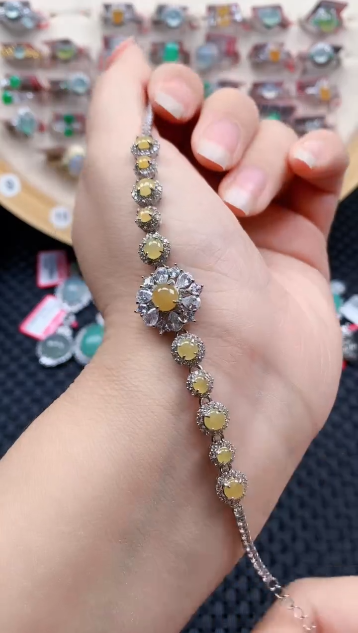 银S925镶嵌戒指翡翠天然A货缅甸翡翠