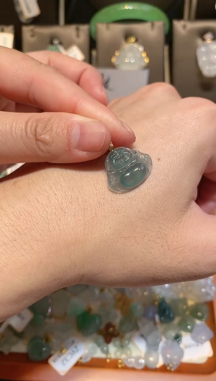 【闪购商品】翡翠颈饰18K金镶嵌天然A货翡翠一件