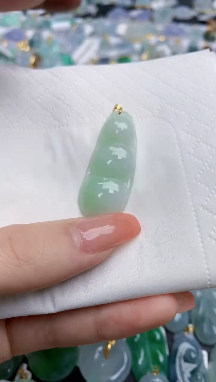 【闪购商品】翡翠颈饰18K金镶嵌天然缅甸翡翠A货1