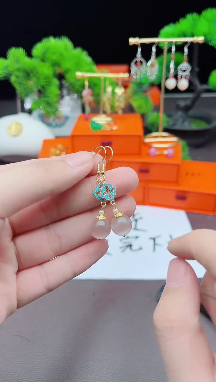 【闪购商品】玛瑙/玉髓耳钉银S925镶嵌201000