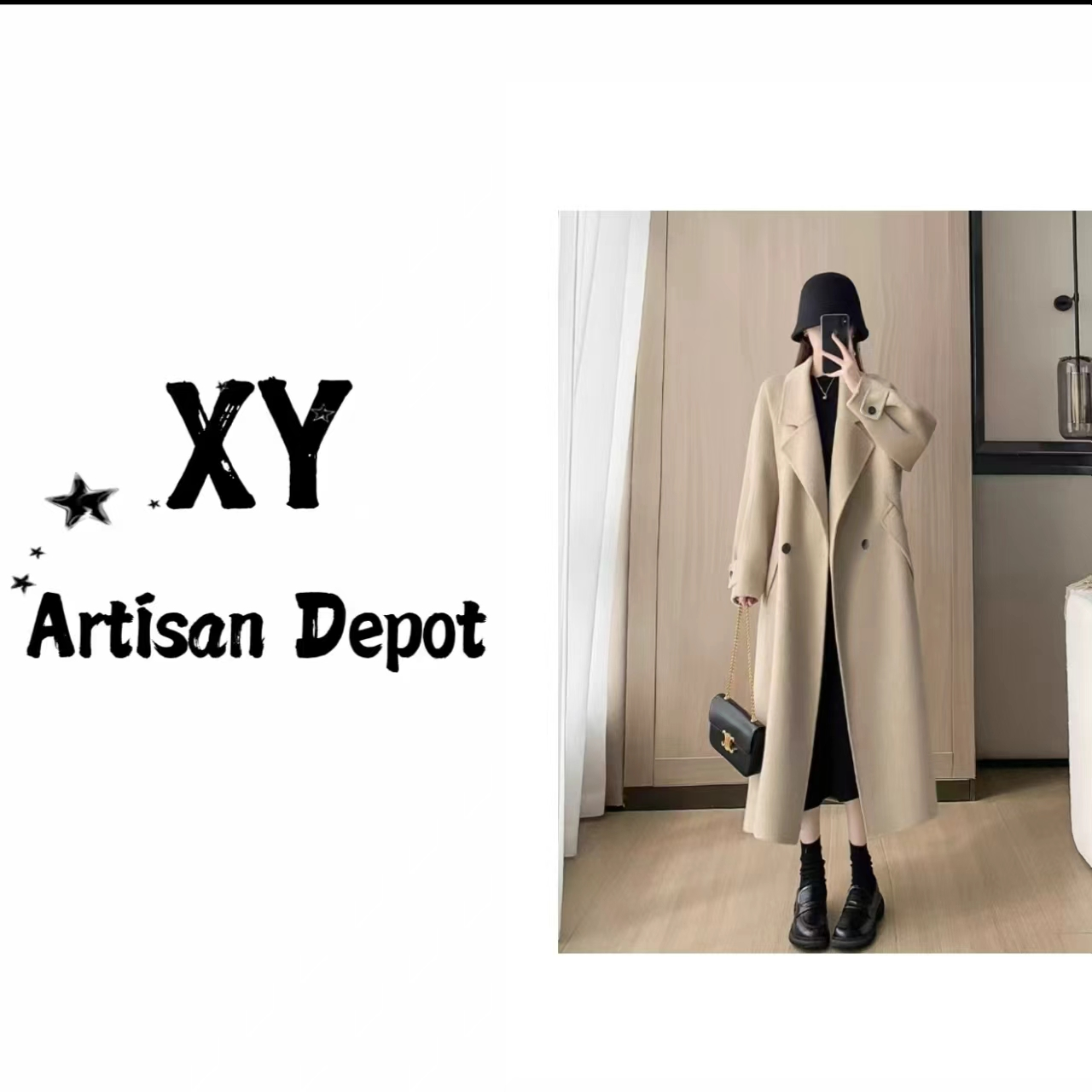 新款秋冬韩版毛呢外套双排扣长款百搭西装