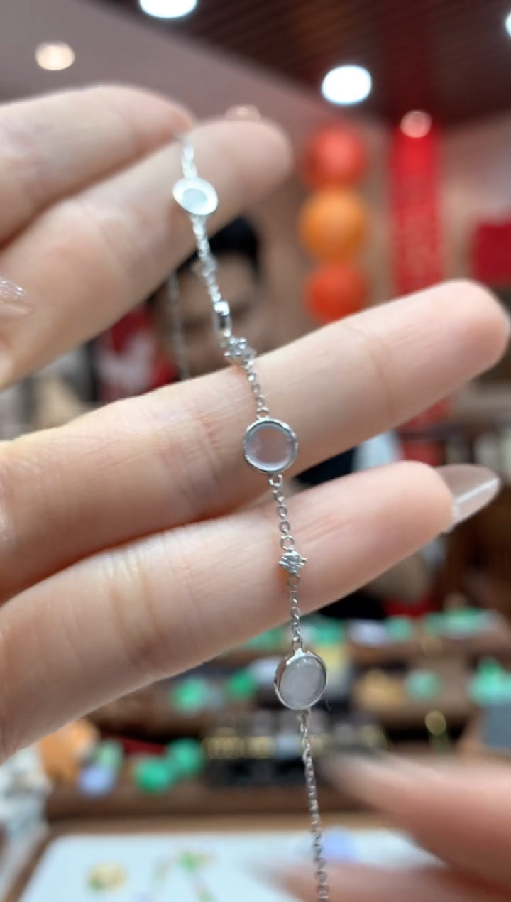 【闪购商品】翡翠手链18K金镶嵌手链