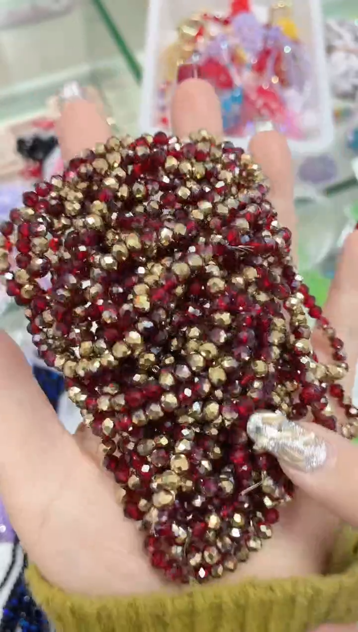 玻璃0975卡4水晶高温红金色10条