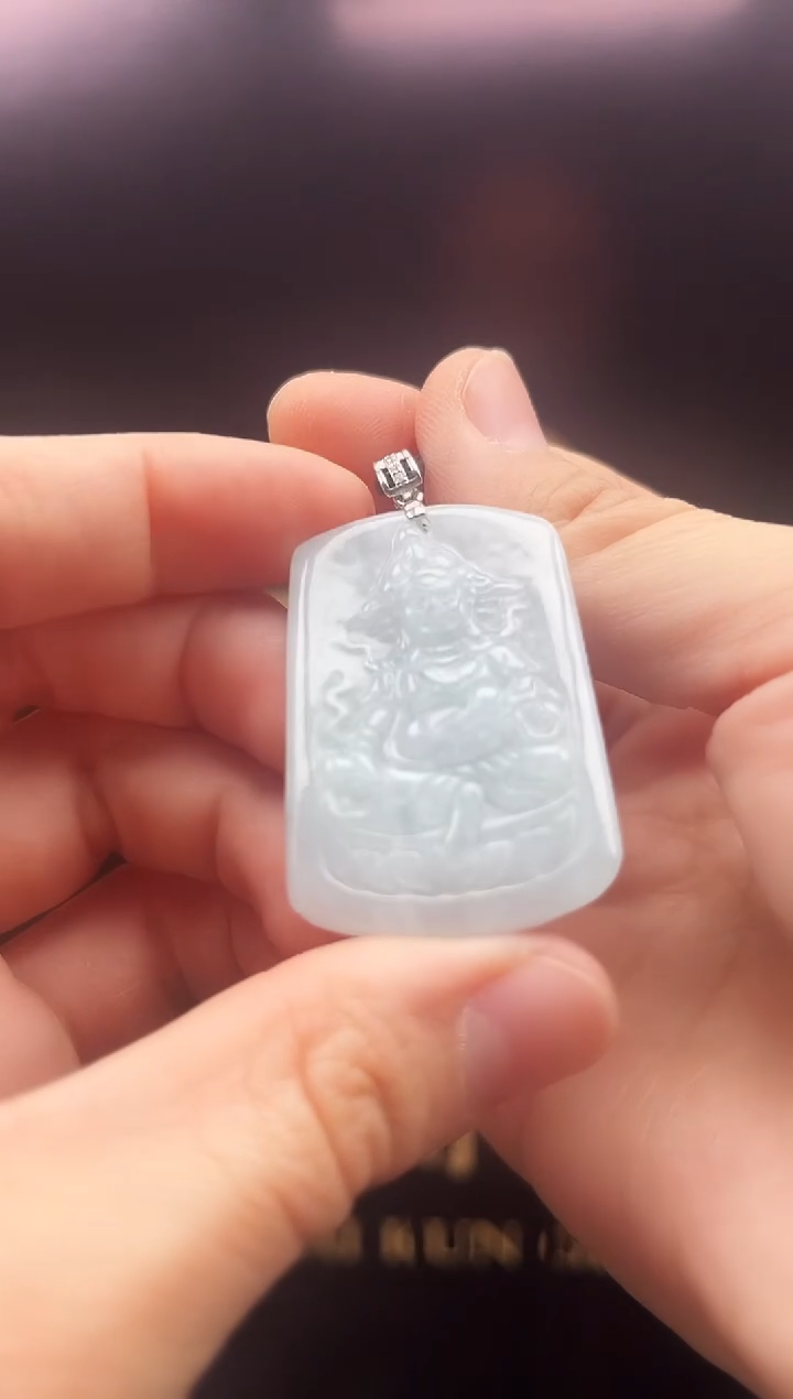 【闪购商品】翡翠颈饰银S925镶嵌缅甸翡翠财神