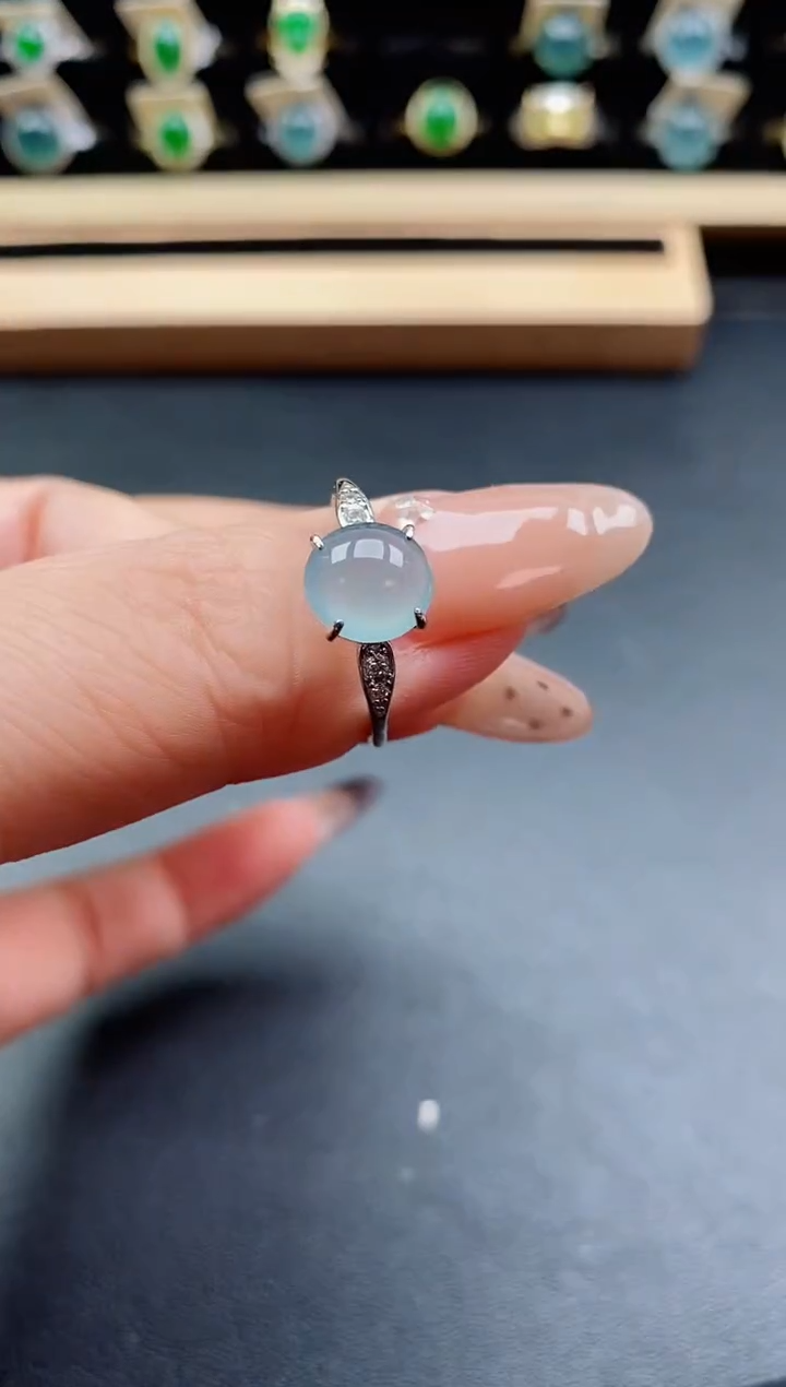 银S925镶嵌戒指翡翠1