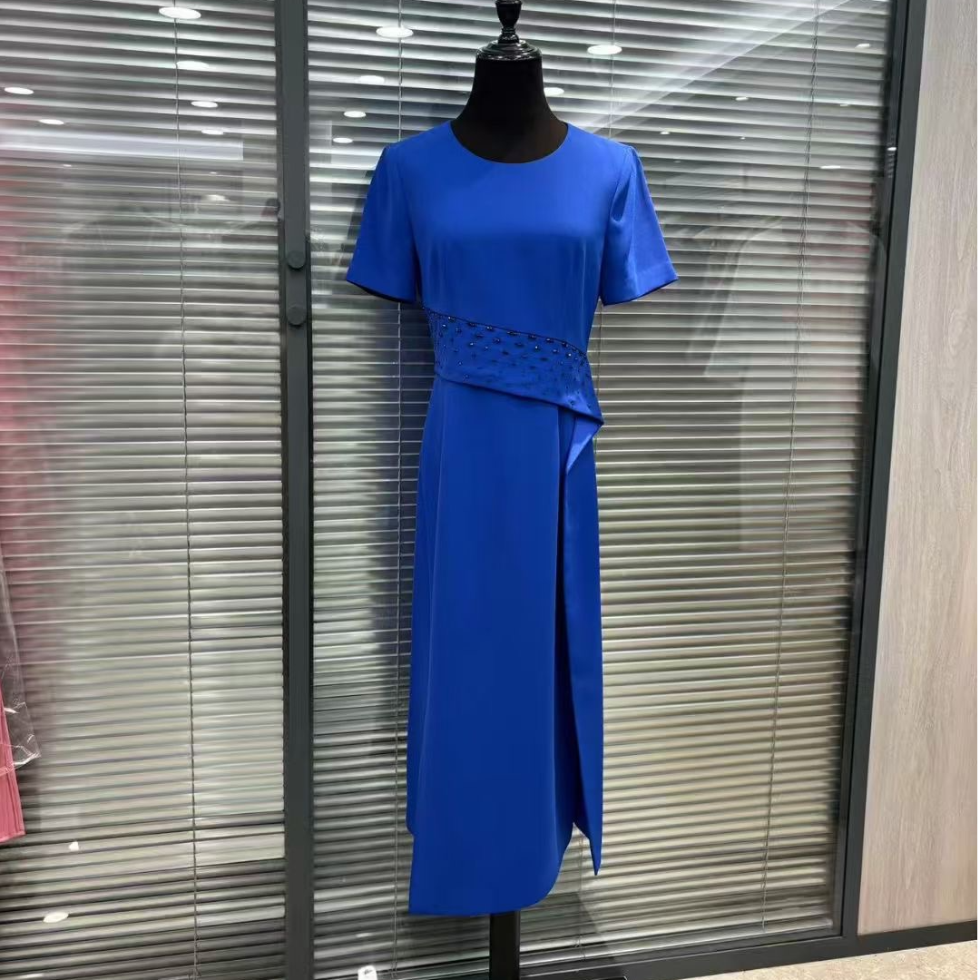 【歌】气质时尚连衣裙夏季新款收腰显瘦短袖长裙GL446