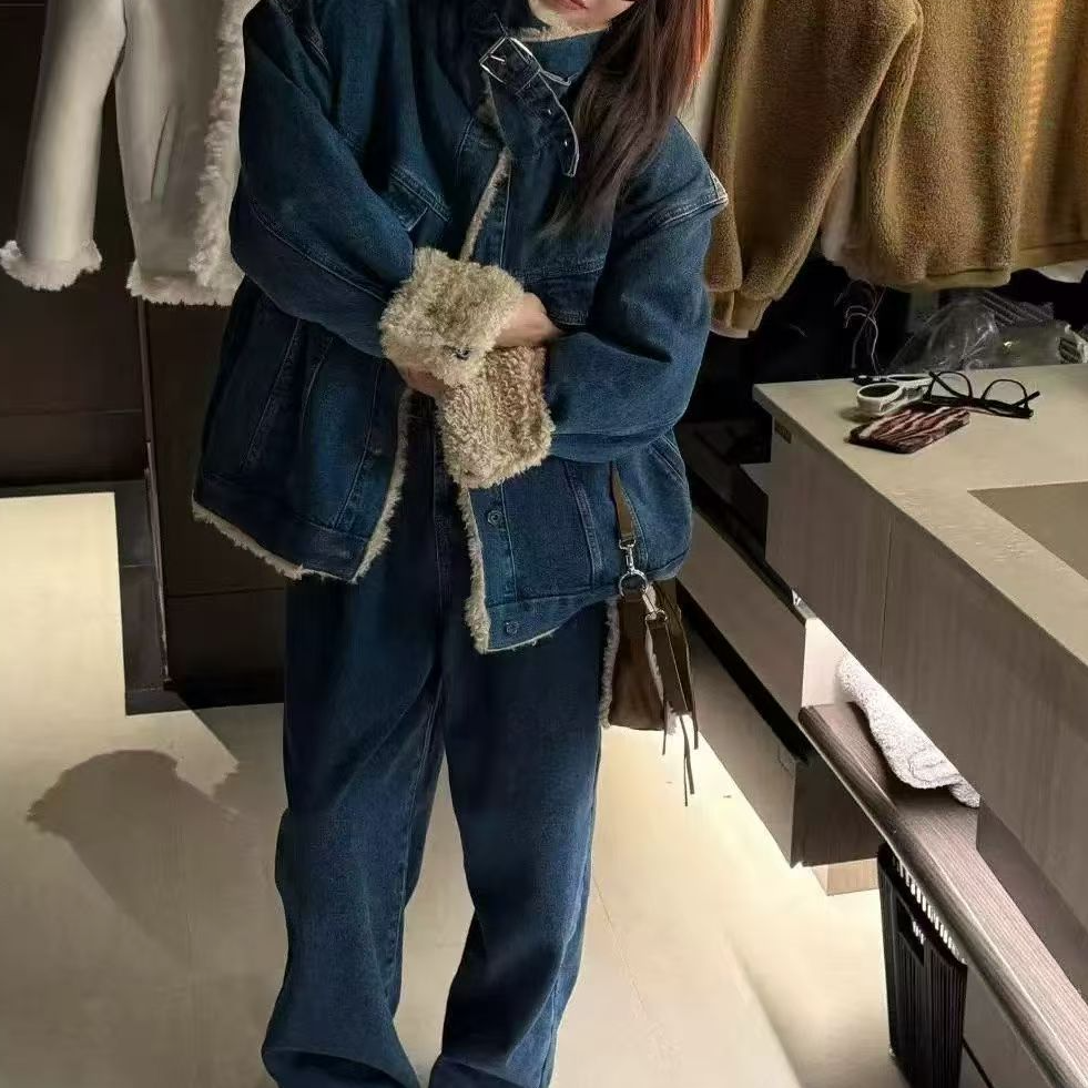 欧韩时尚加绒牛仔外套