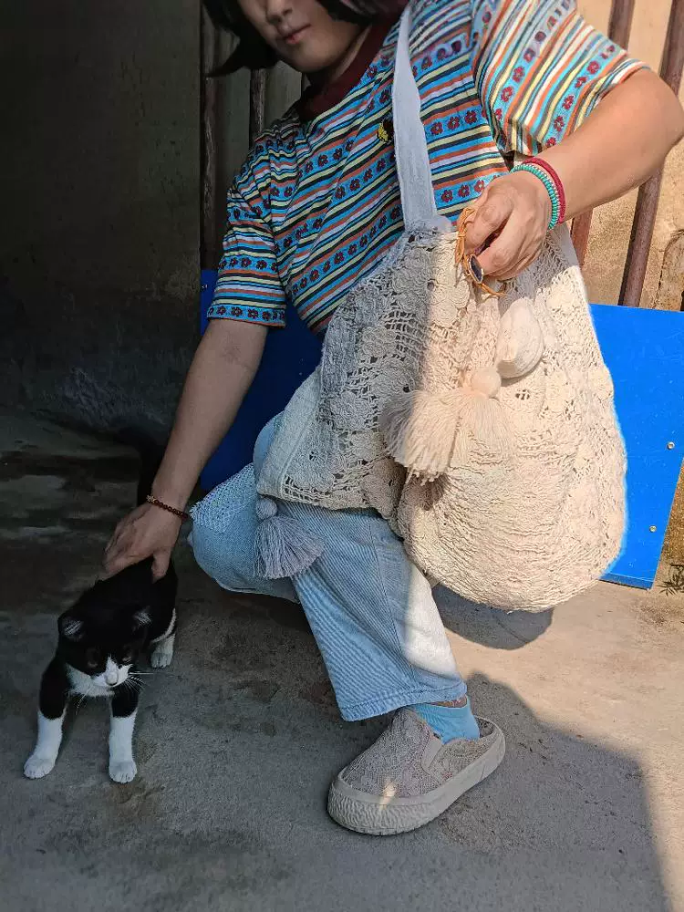 手工布艺包百搭小众时尚复古网红钩花粽子包编织针织单肩镂空蕾丝