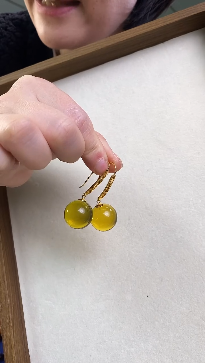 【闪购商品】琥珀颈饰银S925镶嵌蓝珀耳环19+0000