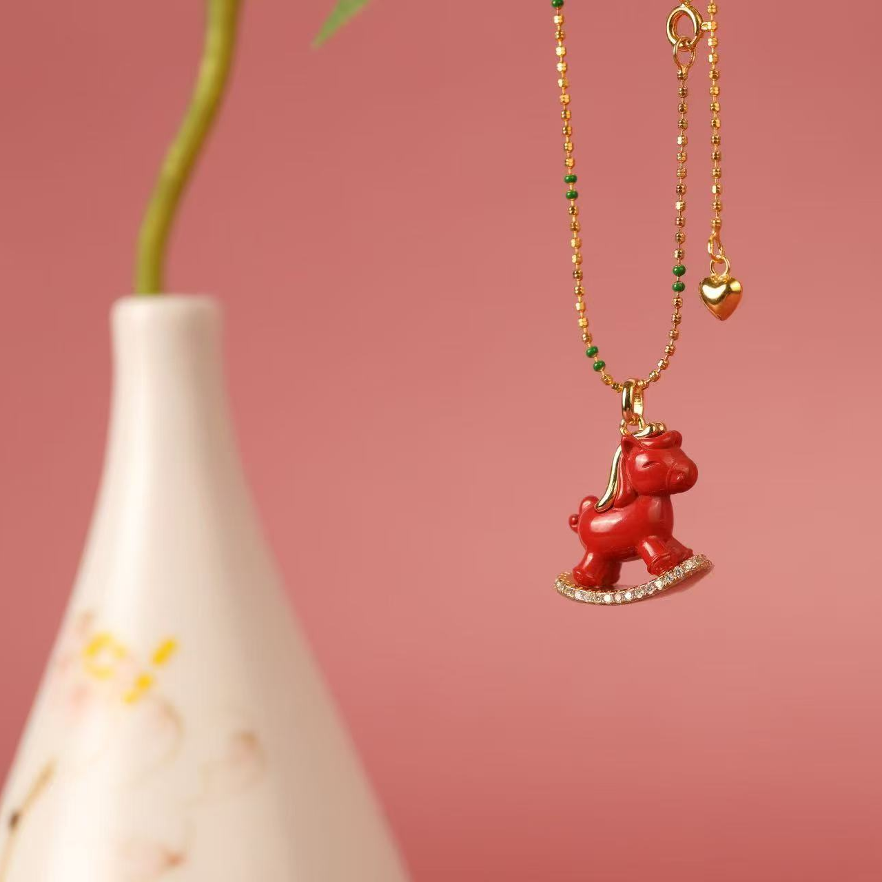 银树脂吊坠 玺藏馆  银镶系列-欢乐时光-马 吊坠 朱砂 晨砂 挂件