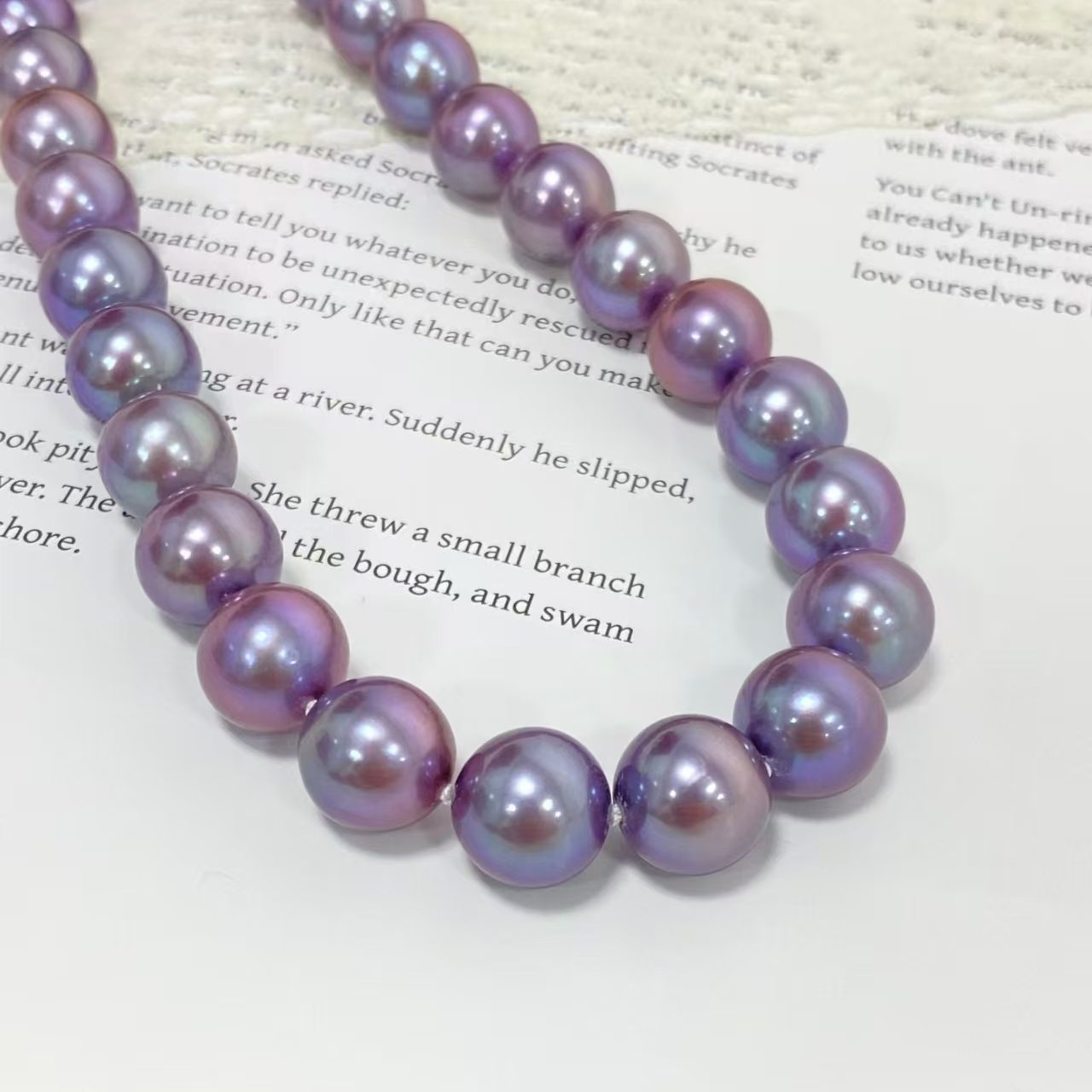 【紫气东来】9-10mm 正圆 极光 无暇 时尚百搭 创意饰品