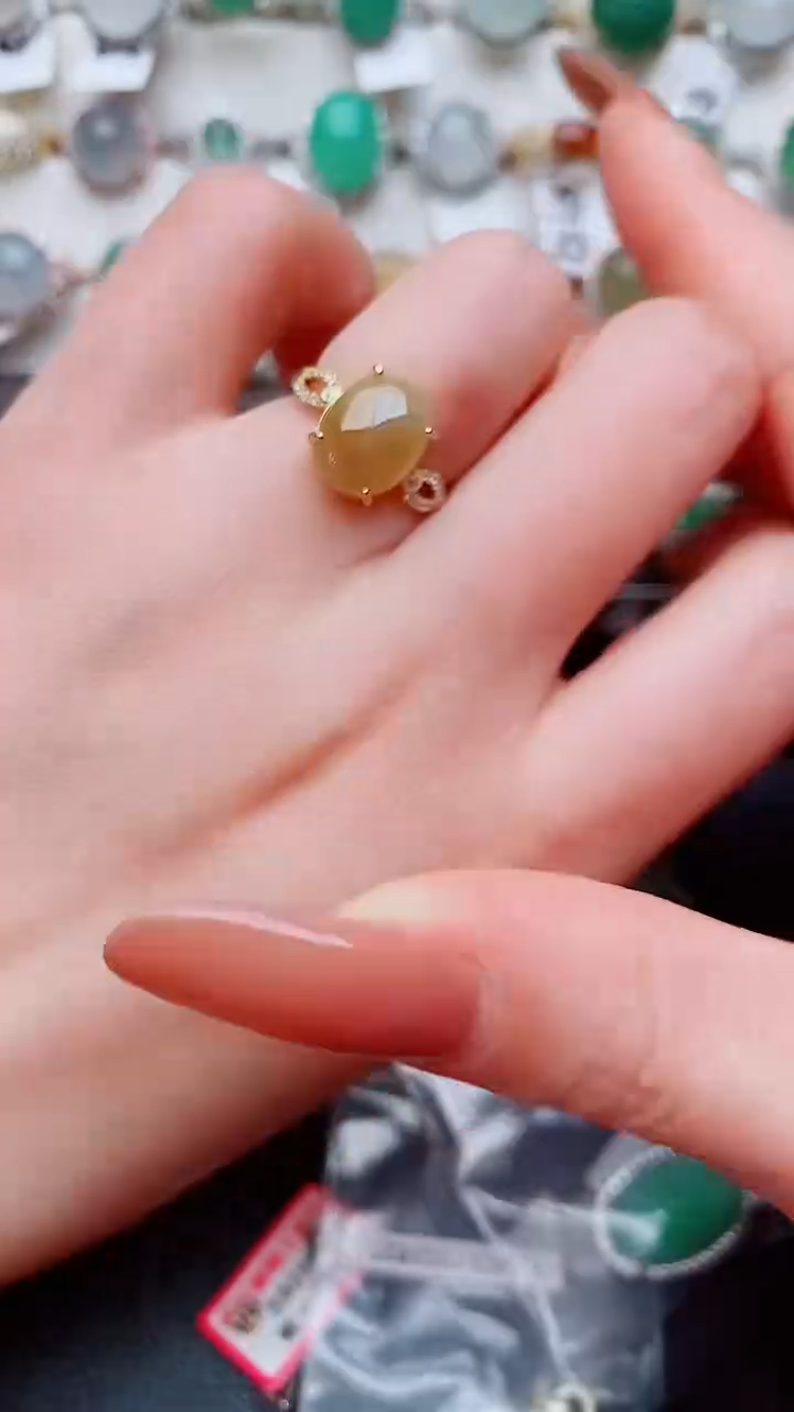 银S925镶嵌戒指翡翠...