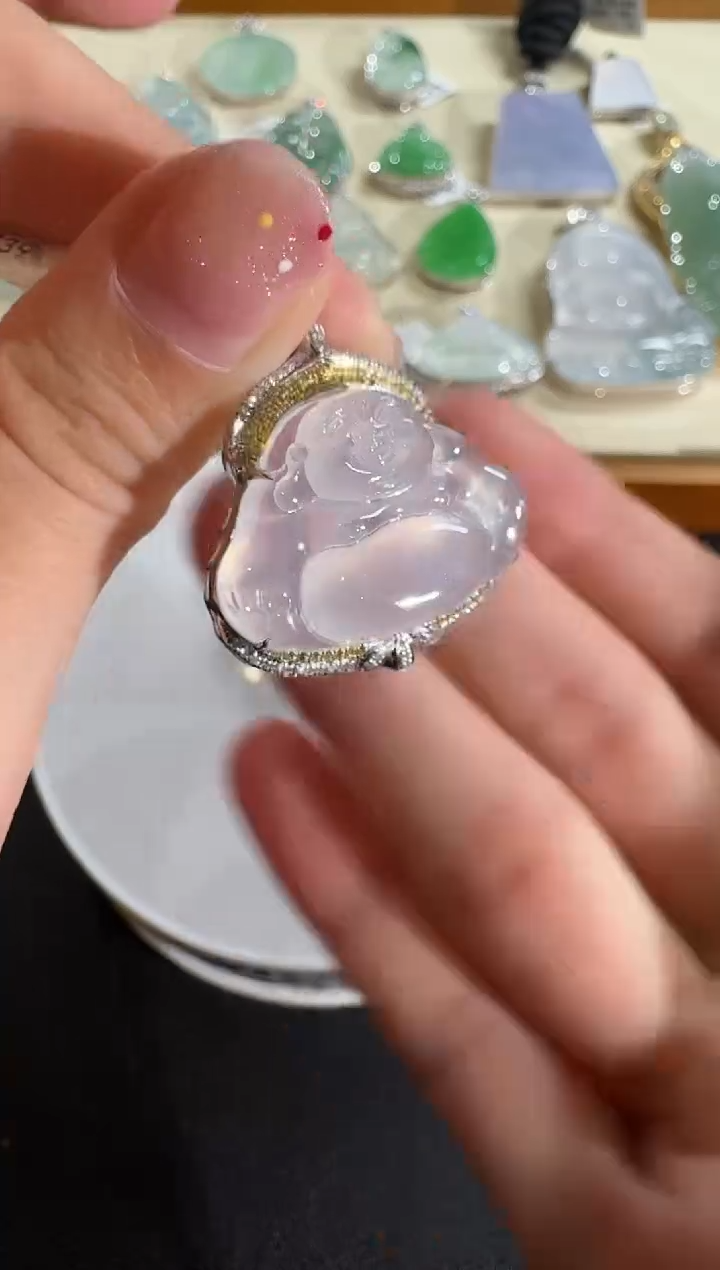 【闪购商品】翡翠吊坠(不含链)18K金镶嵌【源头工厂】钻石镶嵌