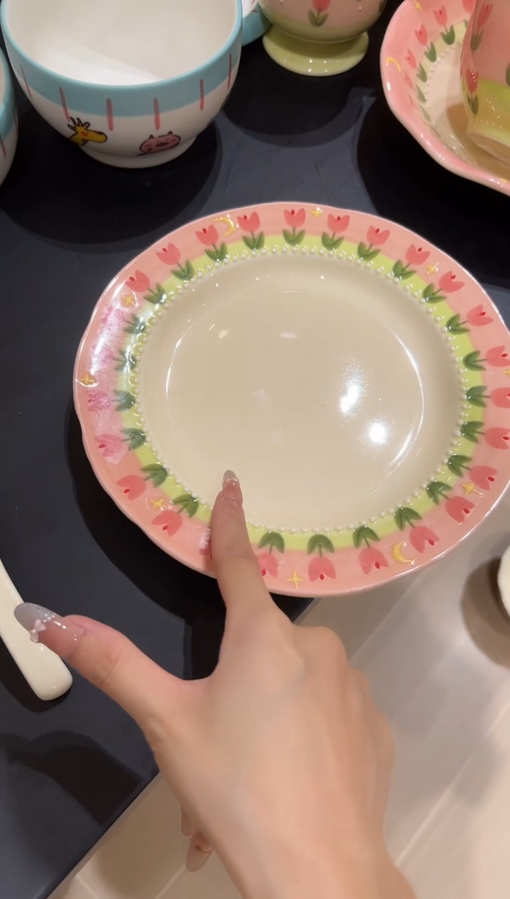 陶瓷星月郁金香8寸平盘