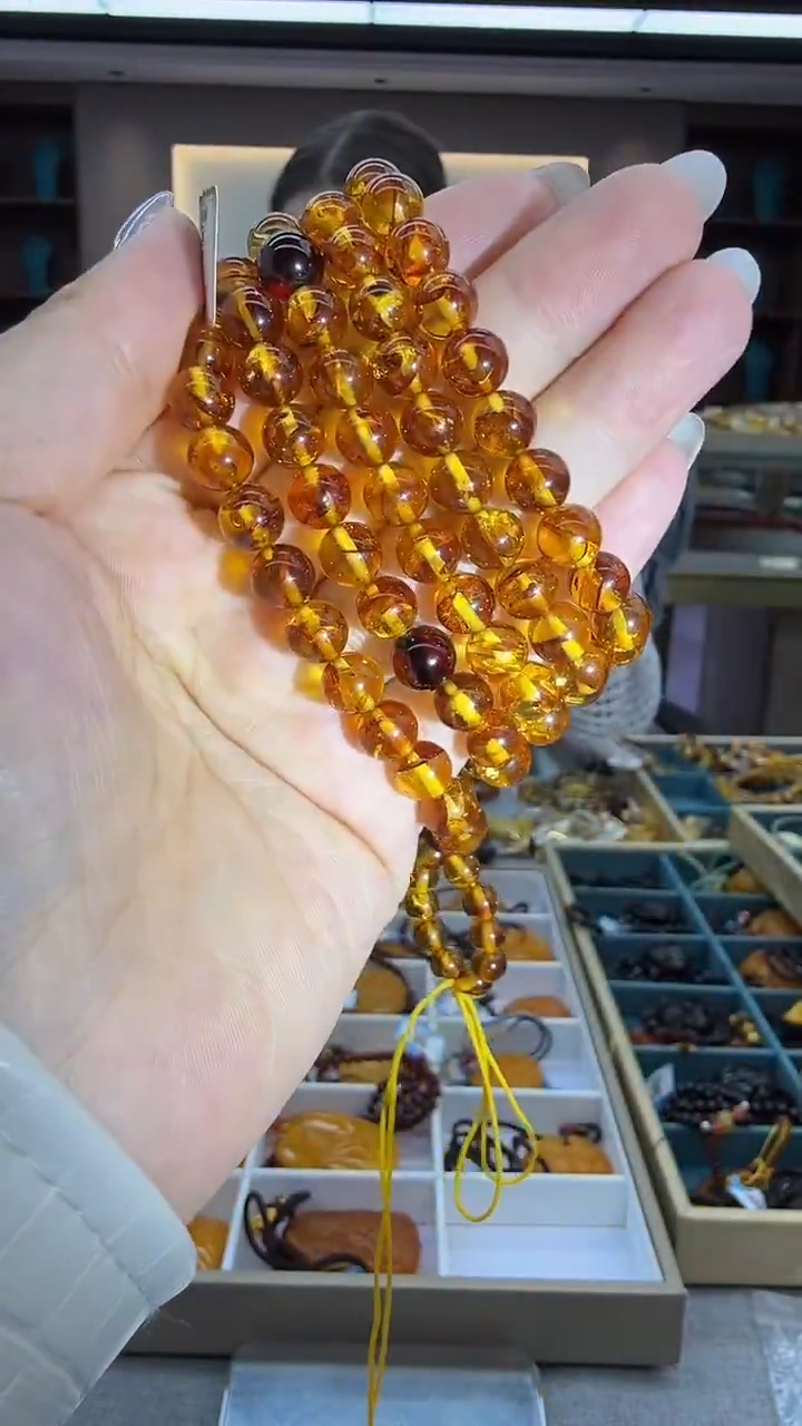 手链琥珀未镶嵌22秒拍号 假一罚三 7mm