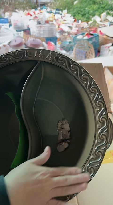 【闪购商品】295瑕疵绿色鸳鸯锅不带盖不圆