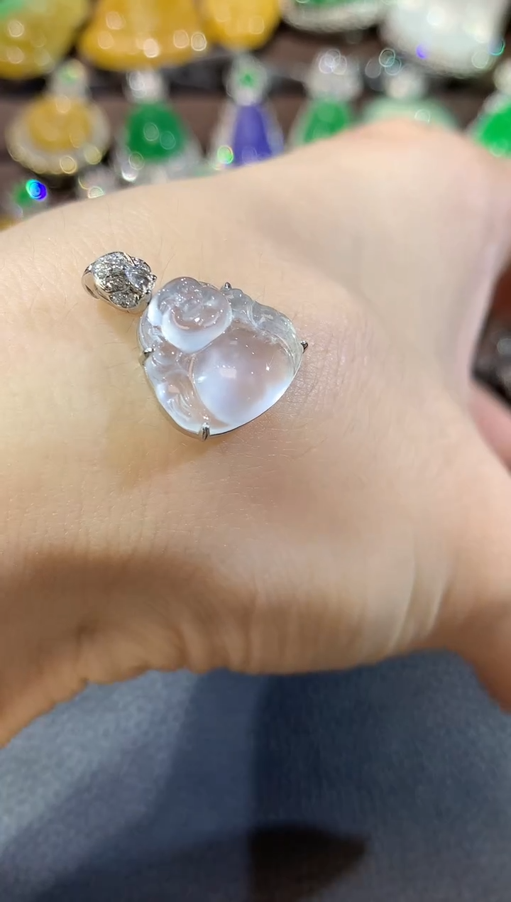 翡翠18K金镶嵌吊坠(不含链)D7