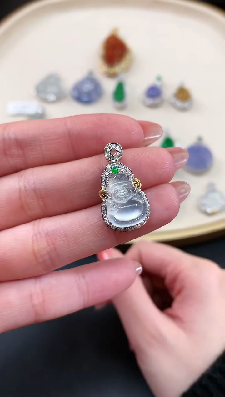 【闪购商品】翡翠吊坠(不含链)18K金镶嵌A867|6980