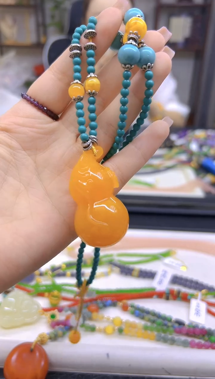 未镶嵌毛衣链蜜蜡DIY款M705