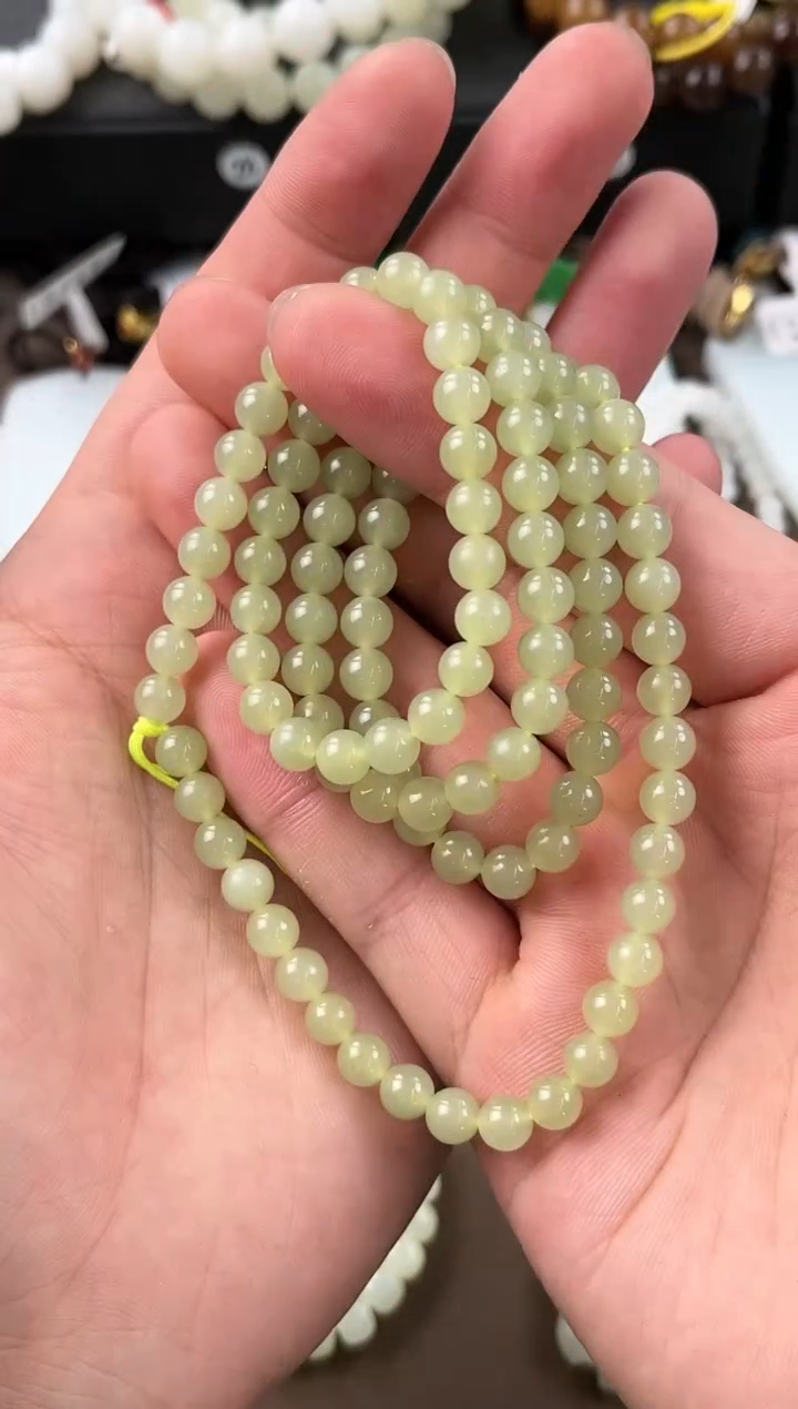 【闪购商品】和田玉未镶嵌手串若羌黄口108手串卡6微色差