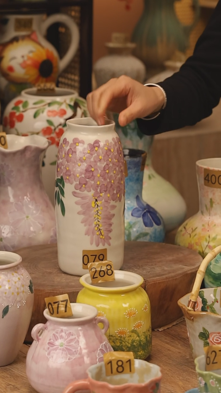 陶瓷景德镇设计师手作花器摆件侘寂风@M079@