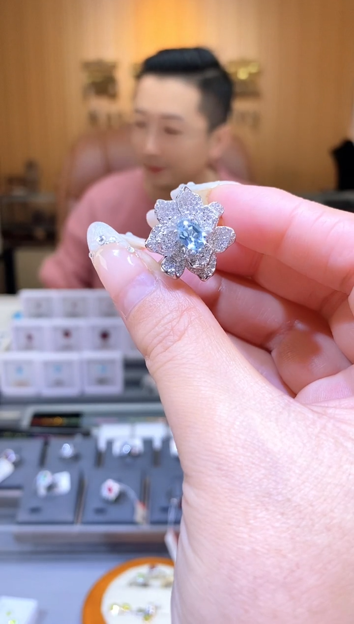 【闪购商品】托帕石戒指银S925镶嵌天然托帕石戒指