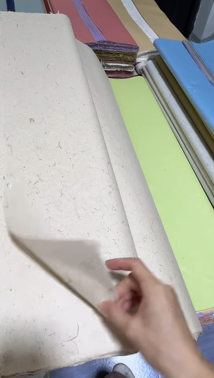 纯手工六尺整张50张本色楮皮云龙8.3斤半生熟