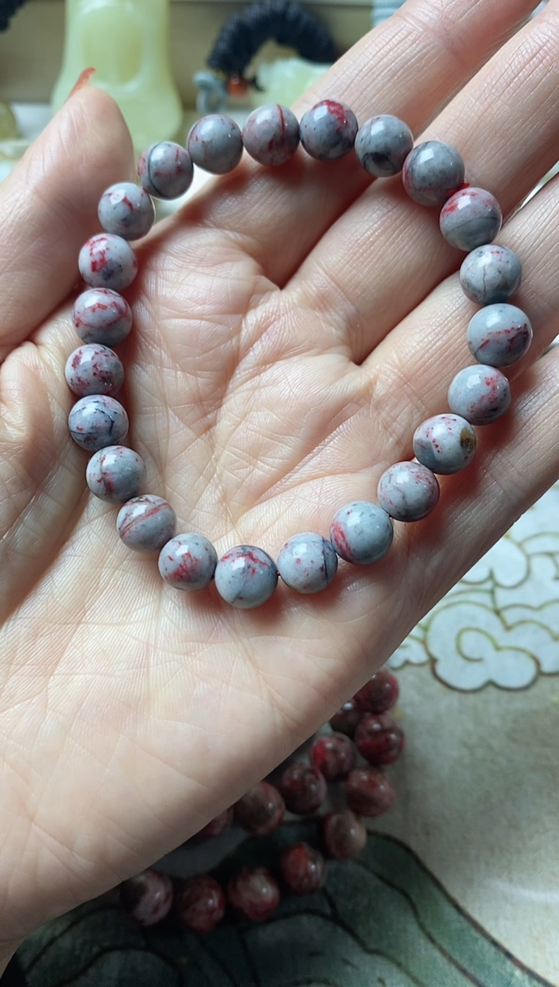 天然辰砂单圈手串