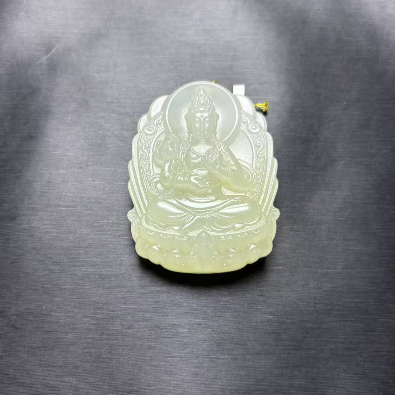 和田玉青海料观音菩萨吊坠