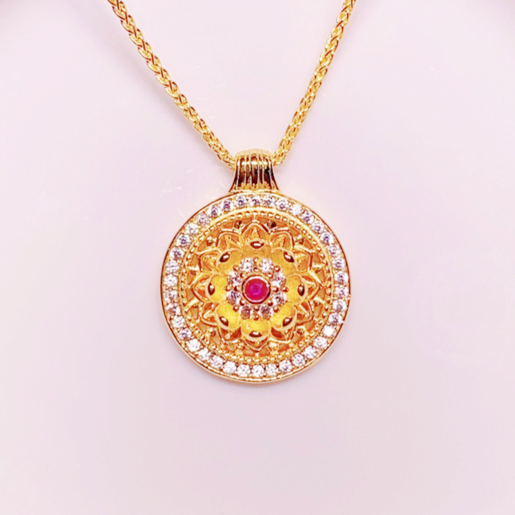 培育红宝石-中国好珍宝【164】八宝罗盘转运玫瑰吊坠（赠链子）