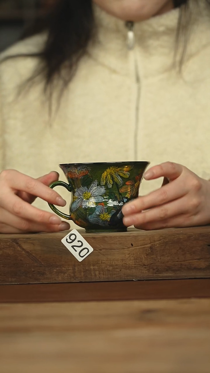 设计师手作款贰俩 手绘咖啡杯 