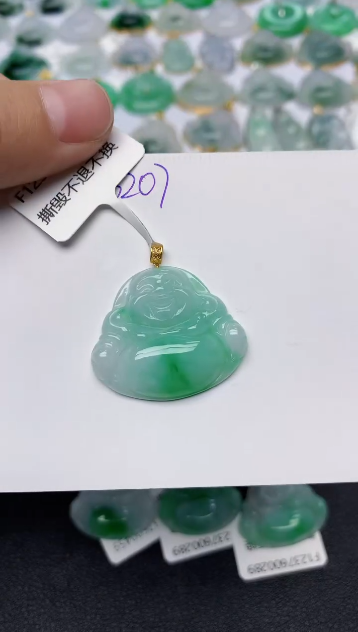 颈饰18K金镶嵌翡翠天然缅甸A货翡翠百元以上9元证书费自理