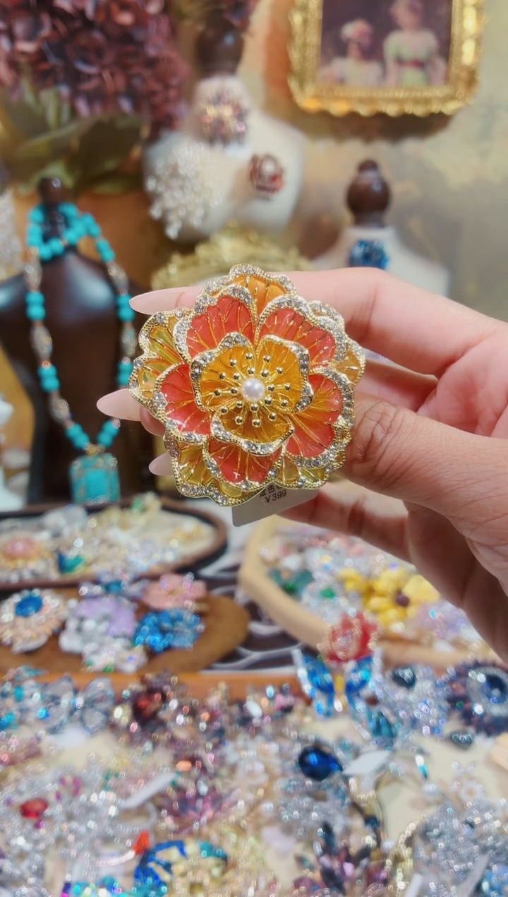 合成立方氧化锆铜合金牡丹花【金】