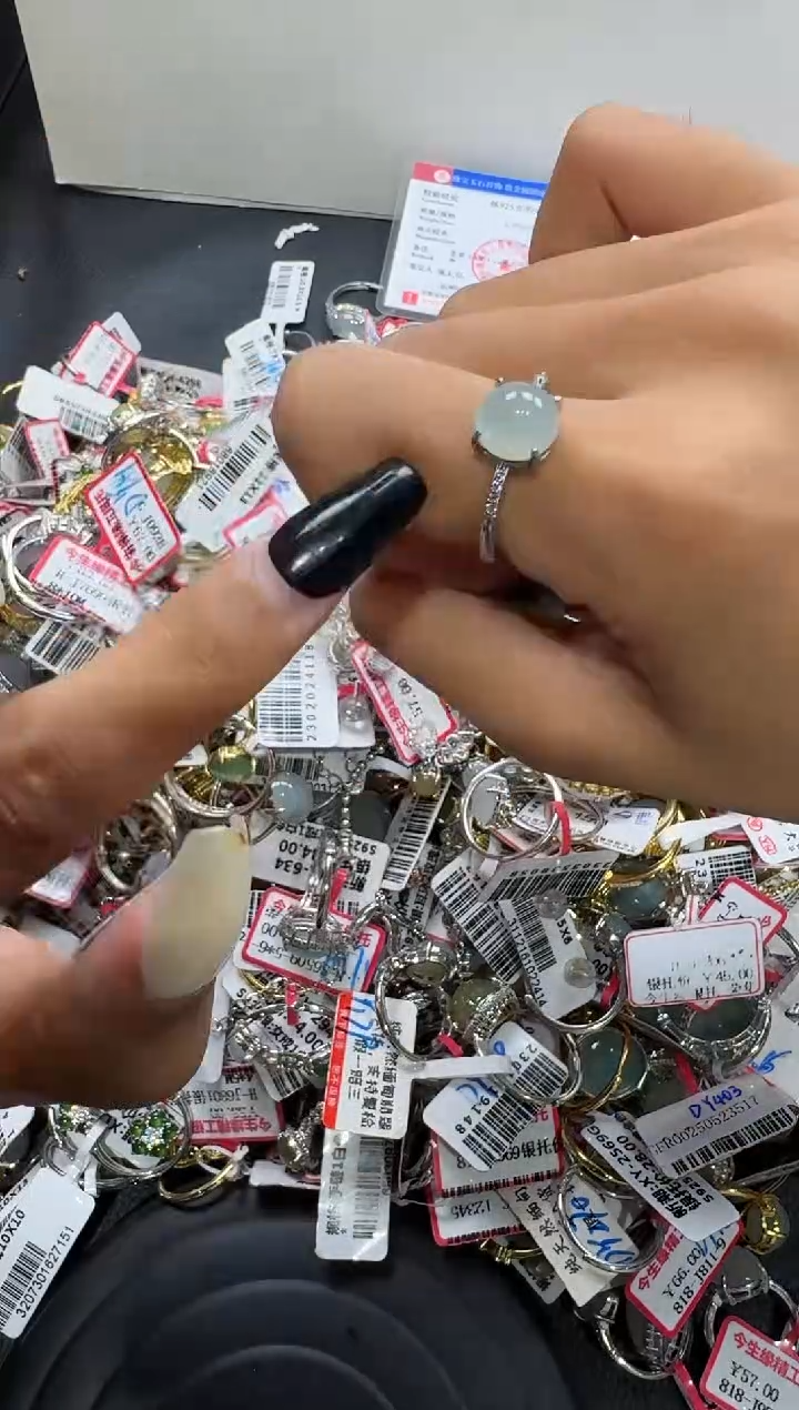 翡翠戒指银S925镶嵌戒指524