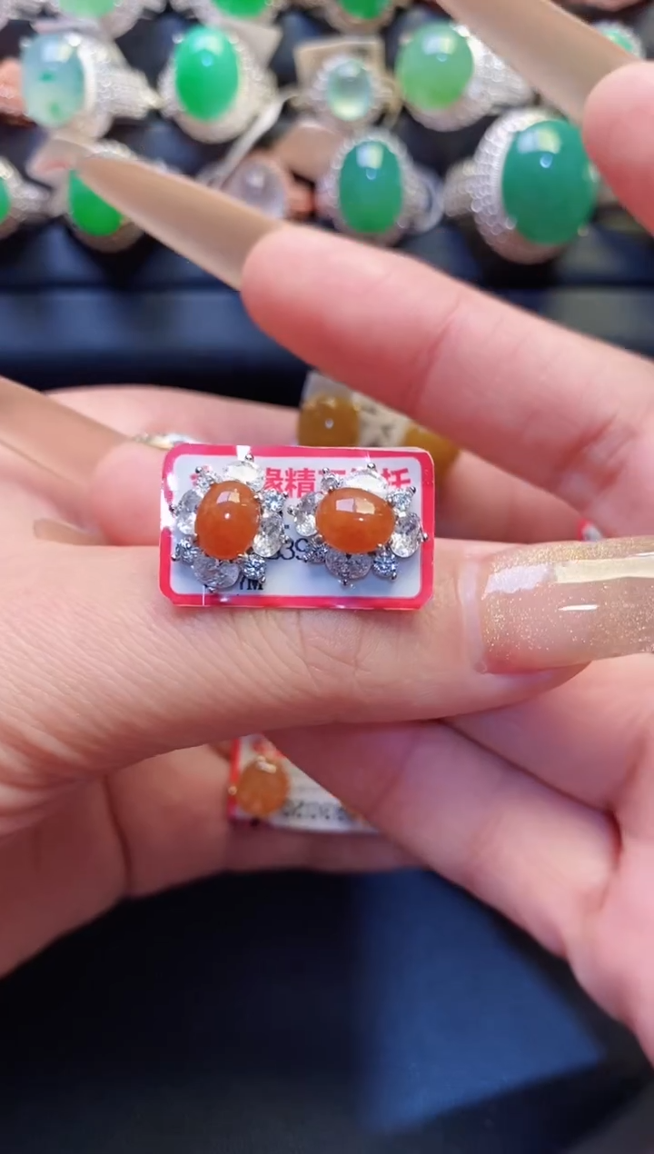 银S925镶嵌戒指翡翠琇*天然