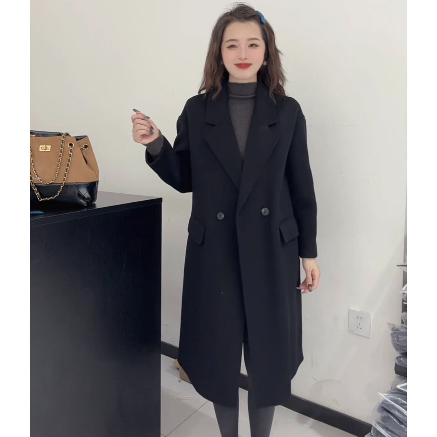 1988 STUDIO• 谁穿谁好看中长款羊毛双面呢大衣（衣长95）