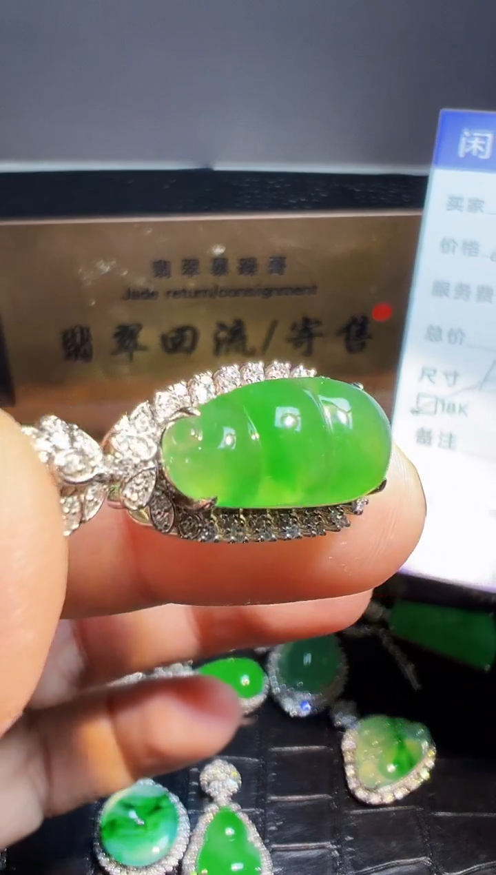 【闪购商品】翡翠颈饰18K金镶嵌翡翠回流