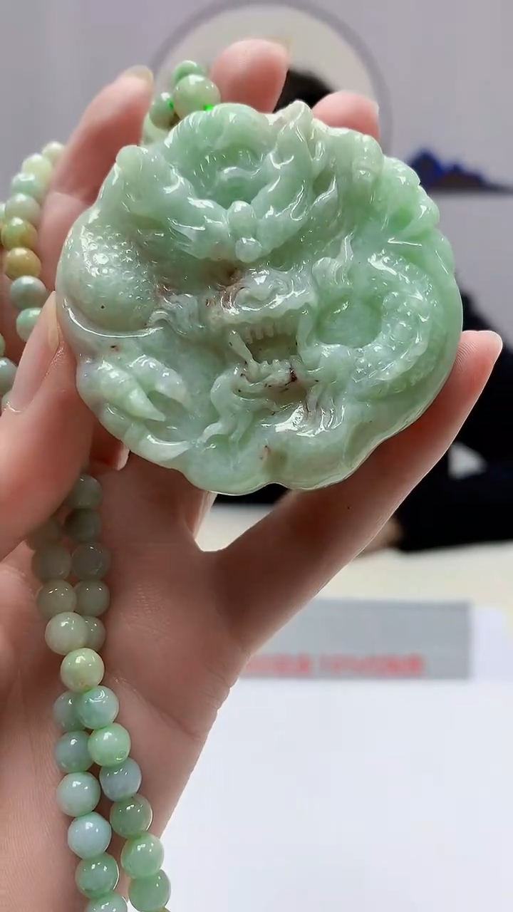 【闪购商品】定制翡翠未镶嵌5152zm-毛货挂件龙牌57