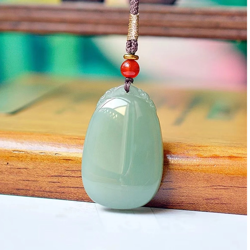 湖水绿无事牌/天然和田玉