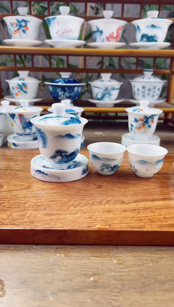 【闪购商品】微瑕山水美人备+小盖置+美人杯2个