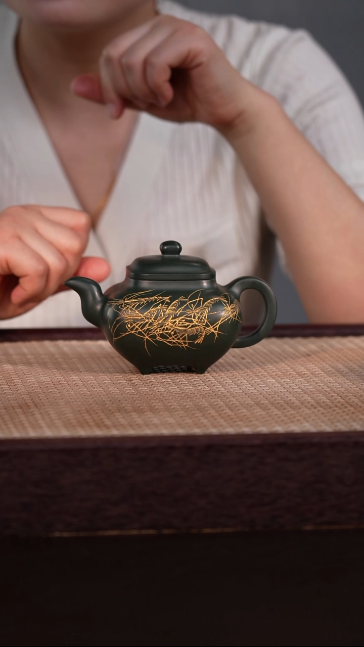 茶壶紫砂金鼎古绿泥 200cc