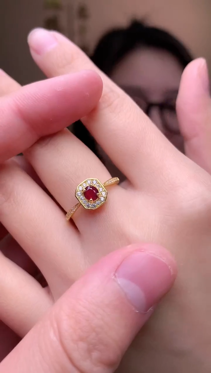 【闪购商品】红宝石戒指银S925镶嵌戒指