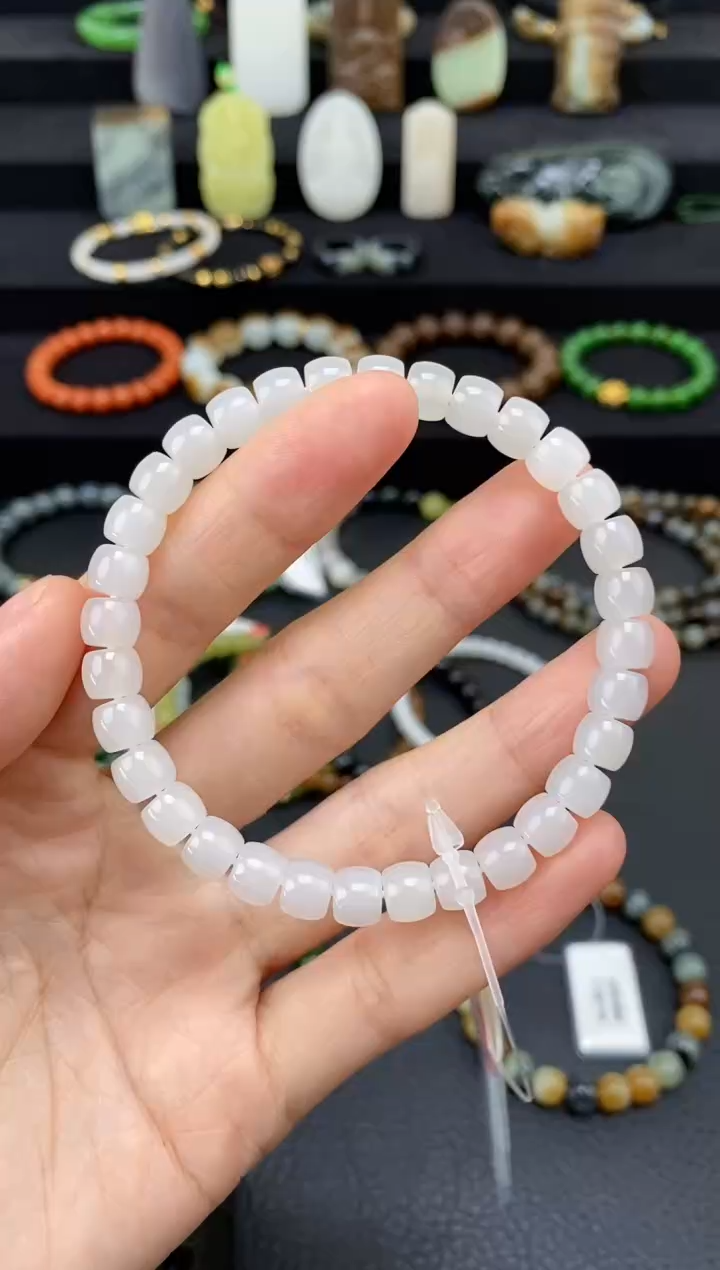 未镶嵌和田玉挂件7mm于田极限弧手串福利