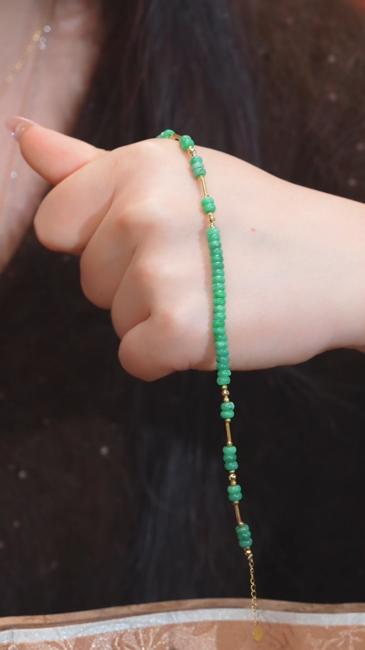 【闪购商品】翡翠手链18K金镶嵌多样性发 卡4@@W7951