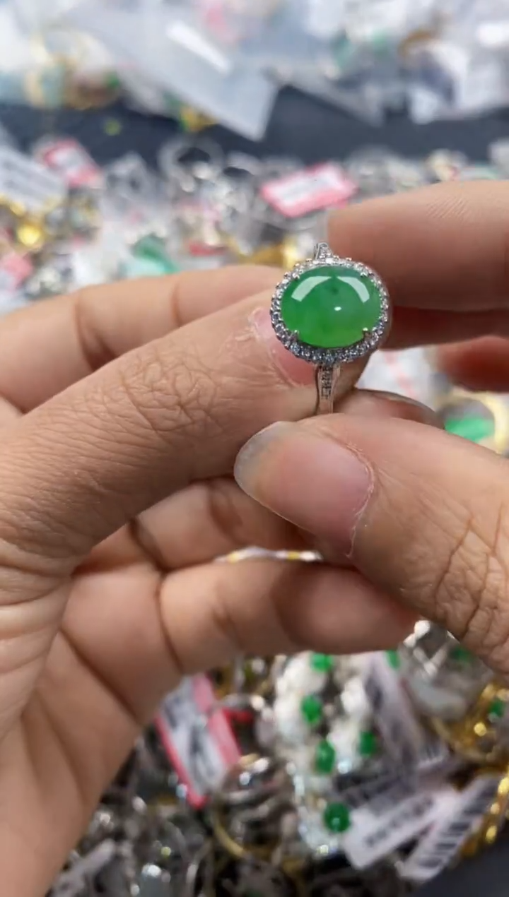 银S925镶嵌戒指翡翠999                   3